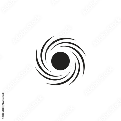 Black swirling spiral graphic design element.