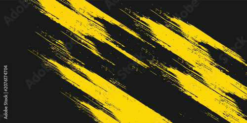 Abstract Yellow Scratch Stripes Grunge Texture Design In Black Background