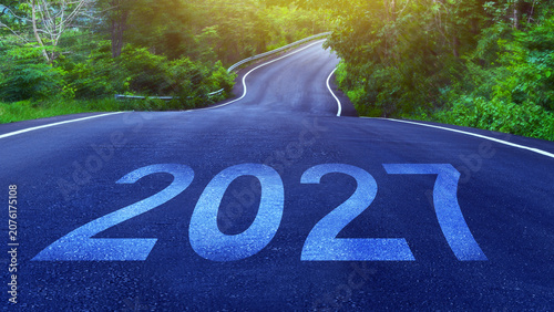 Fotografie Vision 2027 on asphalt road ground