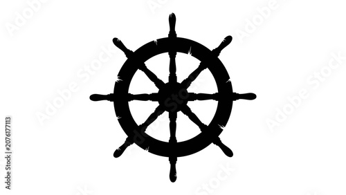 Photos Vintage Ship Wheel Silhouette: A stark black silhouette of an old ship's wheel against a clean white background evokes nautical adventure and maritime journeys