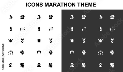 Icon set marathon theme outline and glyph style 