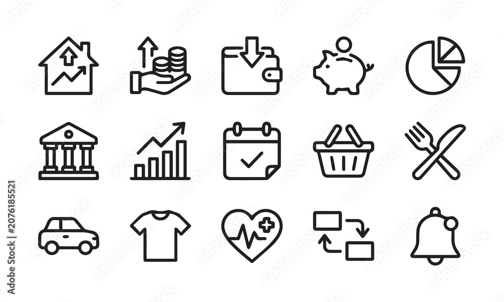 Fototapeta premium Finance and business icons for banking investment and personal budget.