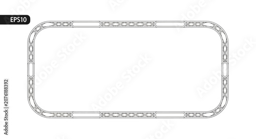 Ornate Rectangle Frame with Rounded Corners and Decorative Pattern