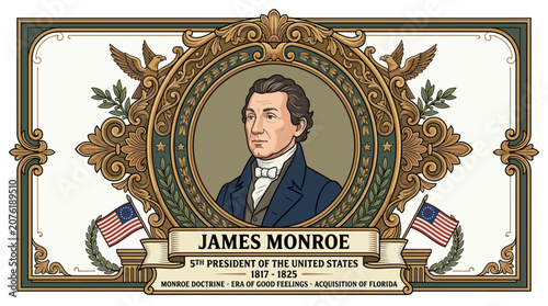 Foto James Monroe Fifth US President Portrait.