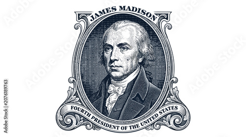 Konstfotografi James Madison fourth US president portrait.