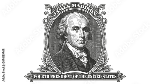 Obraz na plátně James Madison fourth US president portrait.