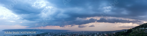 Dramatic Panoramic View of Storm Clouds Approaching Varna and the Black Sea Coast, Bulgaria