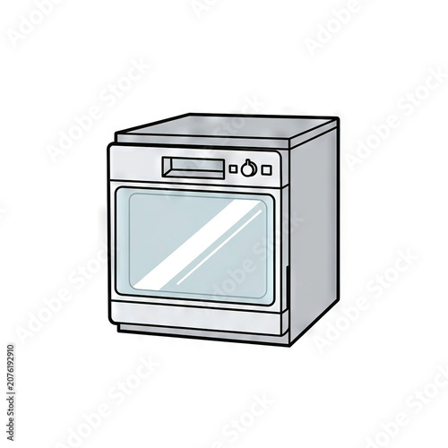 Illustration of a modern kitchen oven with a glass door and control panel, isolated on white background