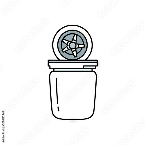 Blender jar with blade assembly isolated on white background