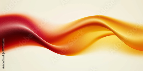 Obraz na plátne Abstract Orange Wave Background Vector Illustration with Flowing Curves, Gold Li