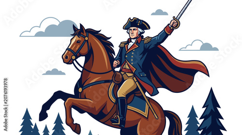 Fotografie American Revolutionary War Horseback Rider.