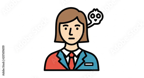 Εκτύπωση καμβά Illustrated Woman with Thought Bubble and Speech Cloud