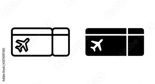 Airplane Ticket Icons, Travel Pass Symbols, Flight Boarding Pass Graphics, Vector Set
