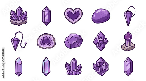 Purple Crystal Collection: Amethyst Geodes, Pendulums, and Raw Gemstones