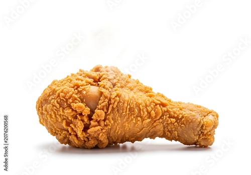 Crispy golden fried chicken drumstick isolated