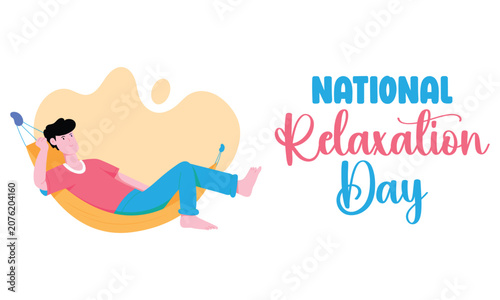 Canvas Print National Relaxation Day vector illustration featuring a man relaxing in a hammock