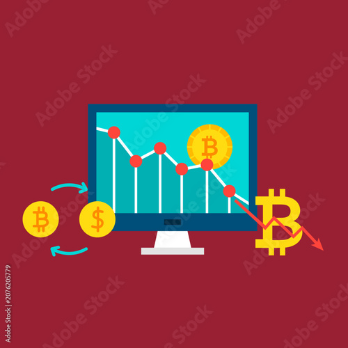 Business Graph on Laptop Vector Illustration for Financial Analytics Data Visualization Digital Marketing Network Technology and Business Growth Concept