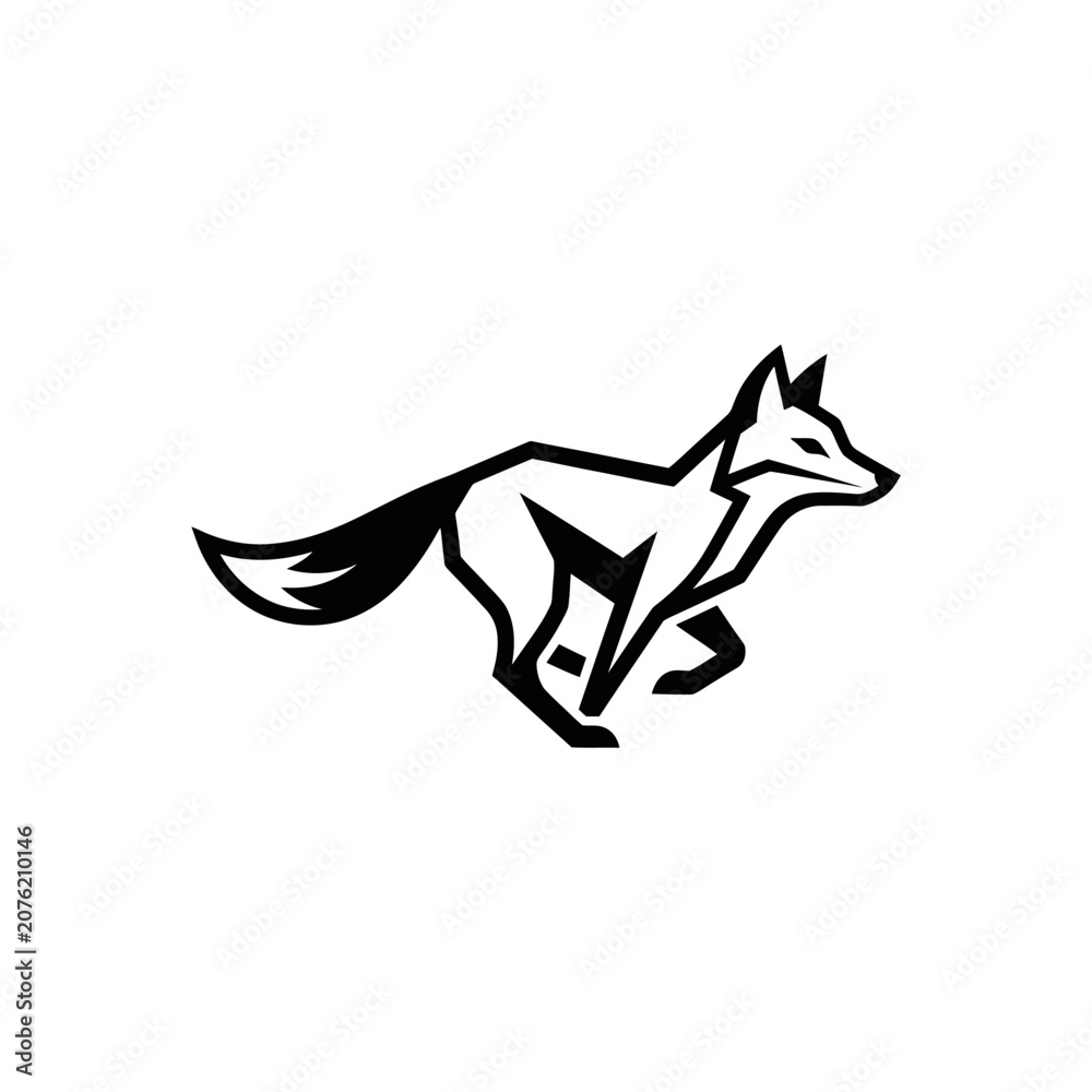 Fototapeta premium Stylized geometric fox running illustration.