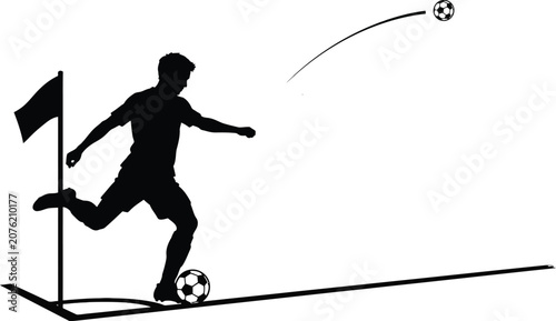 Football player silhouette against a white background dynamic sports illustration