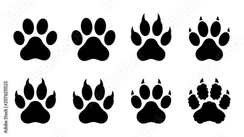 Canvas Print Paw Prints Vector Set, Animal Tracks Collection, Wild Animal Footprints, Dog and