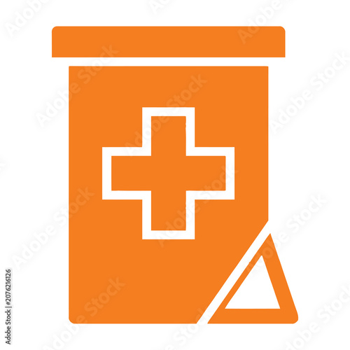 Orange medical bag icon with white cross