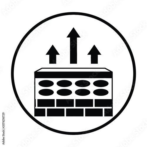 Brick wall with upward arrows