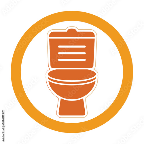 Toilet icon in orange circle bathroom symbol