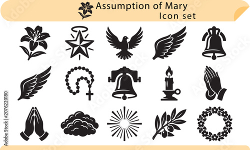 Bild auf Leinwand Assumption of Mary religious icon set for spiritual and celebration design