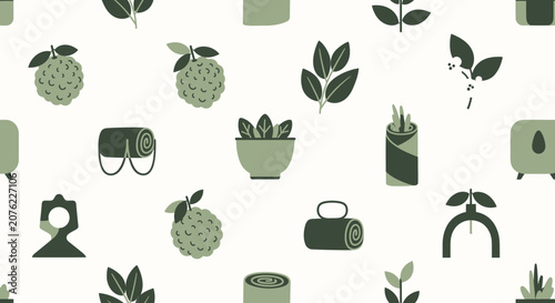 Assorted Green Plant Icons and Illustrations Collection.