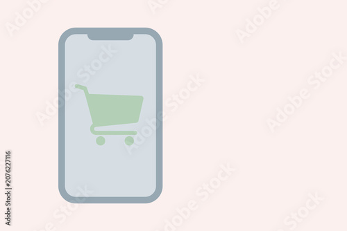 Mobile Shopping App Concept With Smartphone Cart Icon for E-commerce and Online Retail