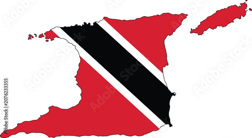 Map outline of trinidad and tobago featuring national flag pattern trinidad caribbean territory