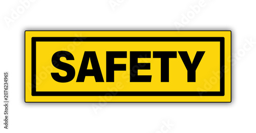 Industrial construction site safety warning sign on yellow background