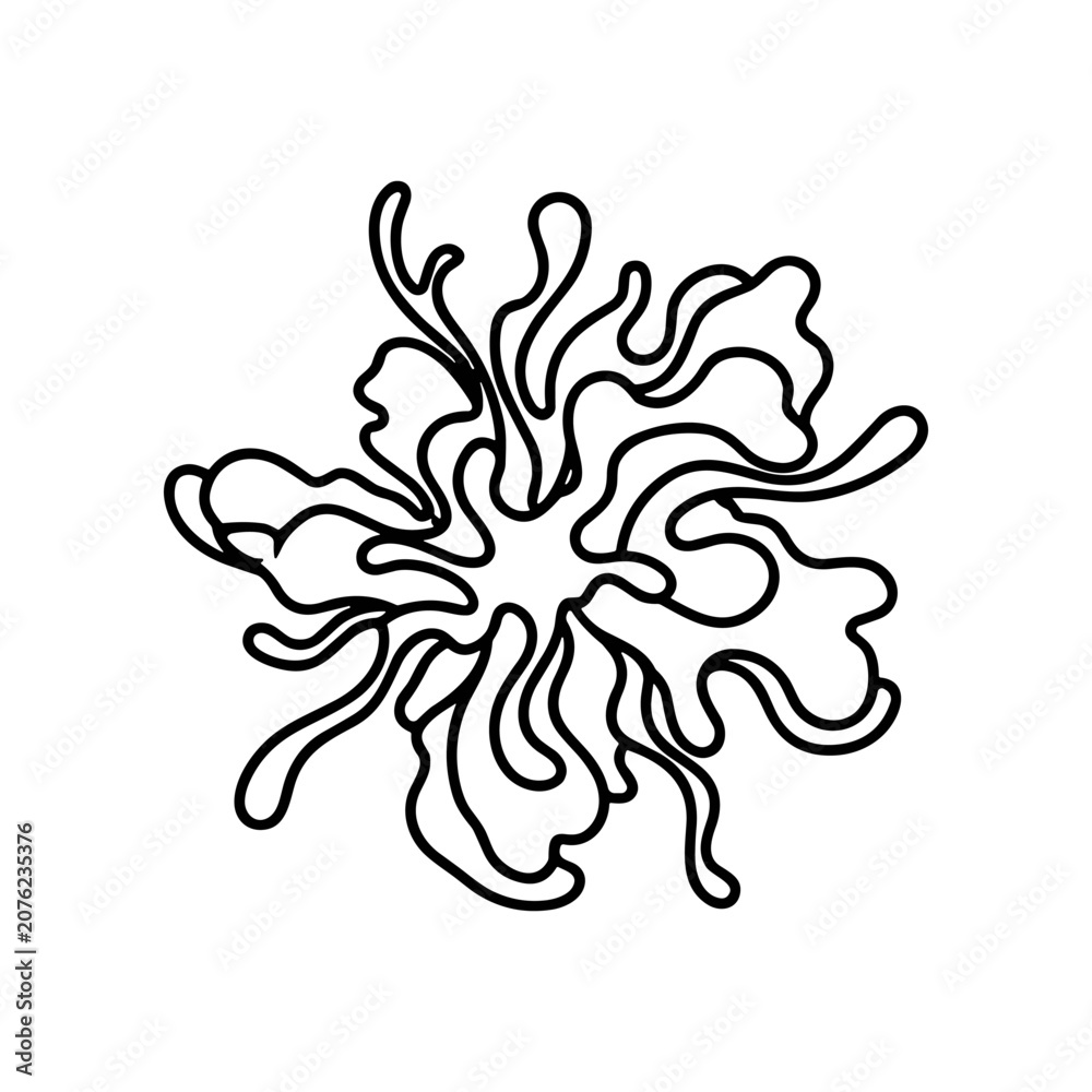 Fototapeta premium Black line art abstract floral design.