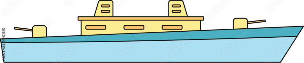 Fototapeta premium Military warship sailing, providing protection and defense on the sea