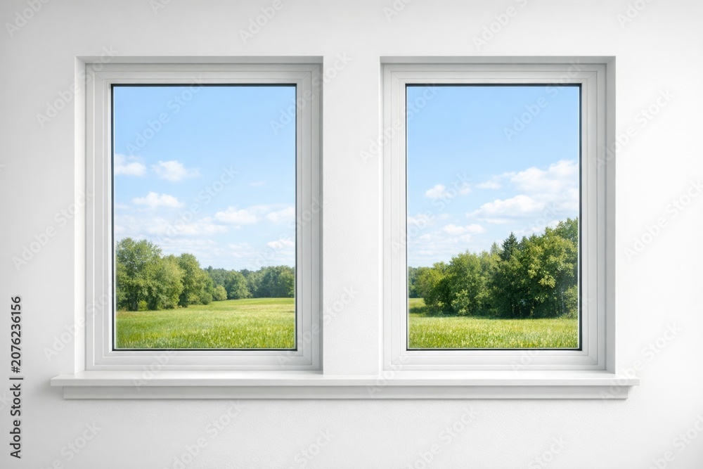 Fototapeta premium A scenic view of a field surrounded by trees, perfect for travel or nature-related projects