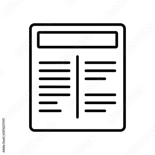 Tableau sur toile Newspaper Document Icon Line Art.