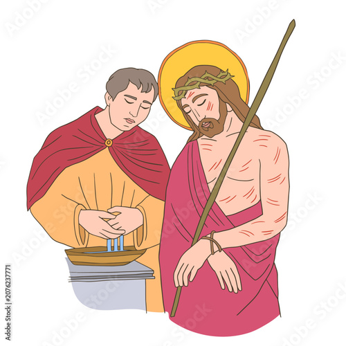 Konstfotografi Pontius Pilate washes his hands of condemning Jesus to the cross.