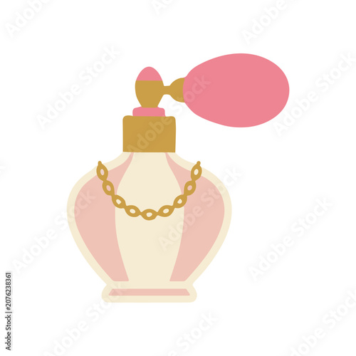 Quadro su tela Perfume Bottle with Gold Chain.
