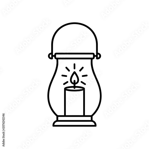 Foto Simple line art lantern with candle.