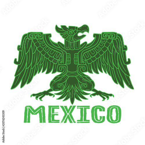 Aztec eagle, symbol of Mexico, hand-drawn.
