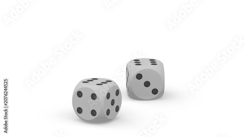 White die on white background. Isolated 3D illustration