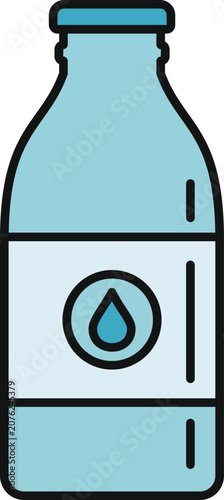 Canvas Print Water bottle icon symbolizing pure water, healthy hydration, and thirst quenchin