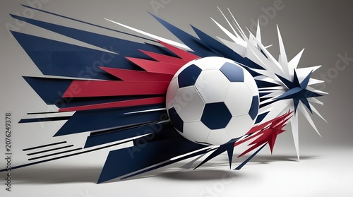 soccer ball with patriotic red white blue motion burst