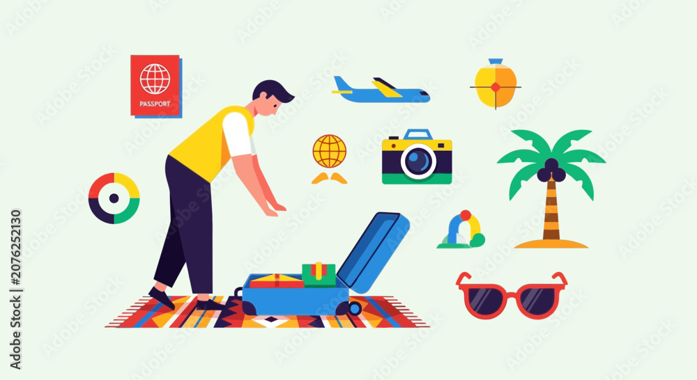 Fototapeta premium Packing For Vacation Trip