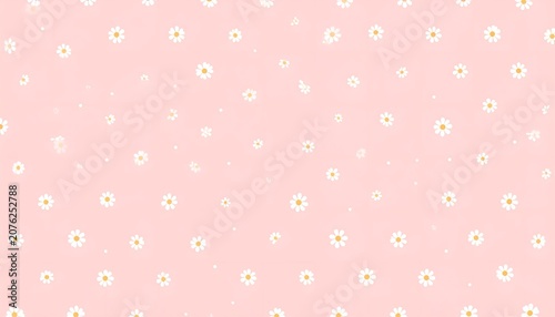 Seamless pattern with white daisies on a pink background