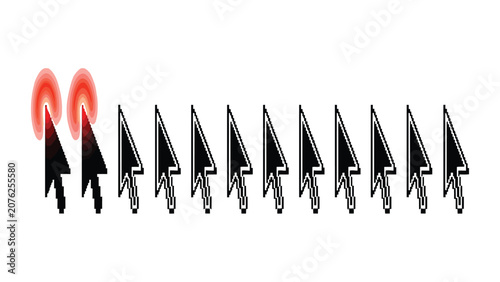 Canvas Print Mouse pointers align in a sequence to highlight digital interaction and user interface navigation