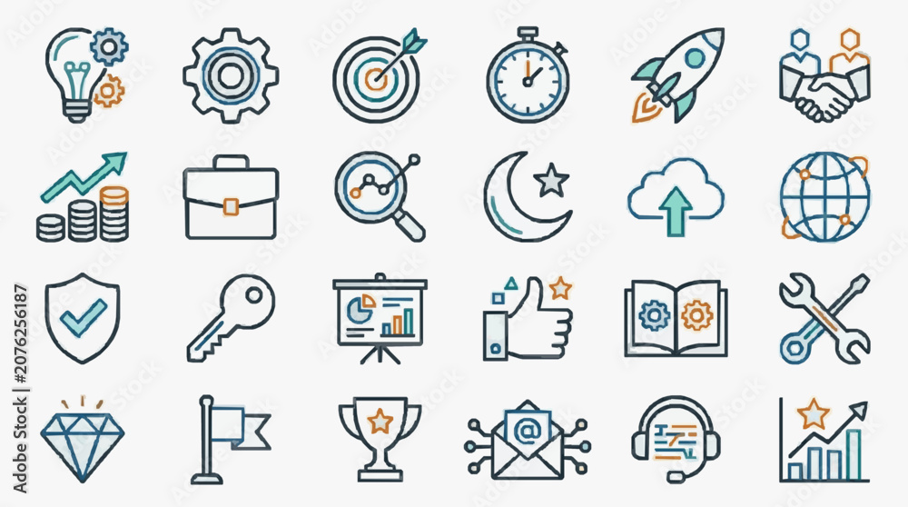 Fototapeta premium Business and Productivity Icons Set