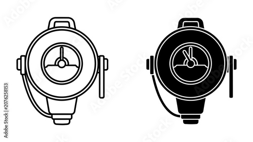 Принти на полотні Compass Icon Duo: A minimalist and stylized representation of a compass, presented in both line art and silhouette form, symbolizing navigation and direction