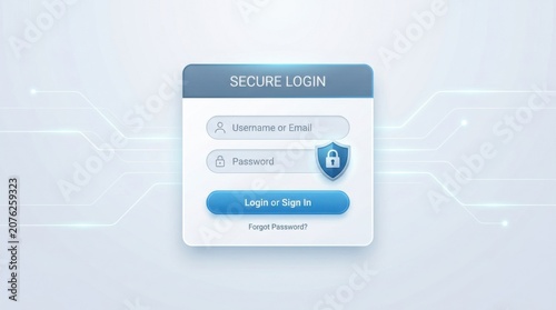 Secure login screen with fingerprint authentication on digital device interface