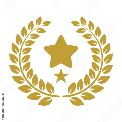 Golden star award symbol with laurel wreath